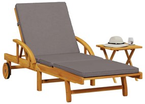 3206363 vidaXL Șezlong cu pernă și masă, lemn masiv de acacia