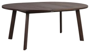 Masă de dining maro închis rotundă extensibilă cu aspect de lemn de stejar ø 130 cm Glenside – Rowico