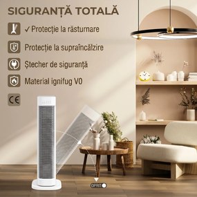 HOMCOM Termoventilator Ceramic 2000W 3 Temperature, Timer 15H și Telecomandă | Aosom Romania
