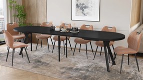 Mazzoni Masă ovală extensibilă EXPANSO Negru Mat
