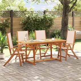 3279282 vidaXL Set mobilier de grădină, 5 piese, lemn masiv acacia/textilenă