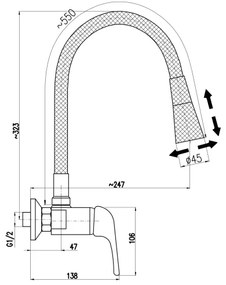 RAV Slezák SA002.5/13CB - Baterie pentru chiuvetă SAZAVA, 32,3 cm, alb/crom lucios