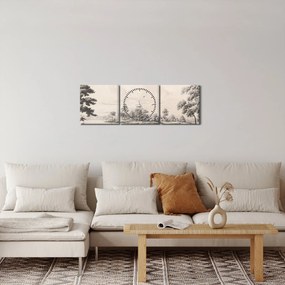Tablou - Vintage peisaj desen peisaj (cu ceas) (90x30 cm)