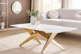 Masuta design modern, Metal, Auriu, Ceramica, Alb, ART LIVING 130cm, A-46204 VC