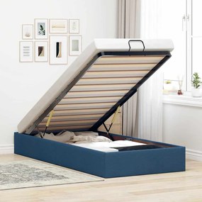 vidaXL Cadru de pat otoman fără saltea Albastru 100x200 cm țesătură