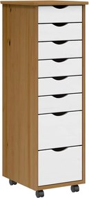 vidaXL Dulap rulant cu sertare „MOSS”, maro miere, lemn masiv de pin