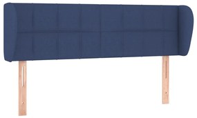3117148 vidaXL Tăblie de pat cu aripioare, albastru, 147x23x78/88 cm textil