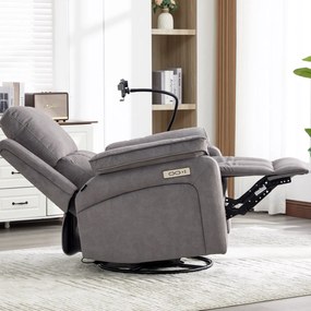 Fotoliu recliner electric dumonde cu funcție de balansare ,rotire și incarcare wirelles Elvara