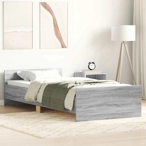 vidaXL Cadru de pat, gri sonoma, 100x200 cm, lemn prelucrat