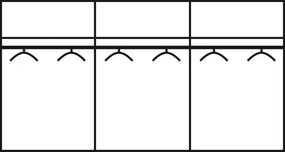 Dressing 300 cm lățime, 3 uși glisante, full oglindă, culoare albă, material PAL, 197 cm înălțime