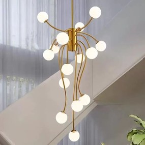 ✨ Lustră Modernă E007/15 – Eleganță Aurie și Lumină Rafinată