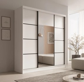 Dulap cu usi glisante, 200x61x215 cm, Keri 200, ADRK Furniture (Culoare: Alb / Negru)