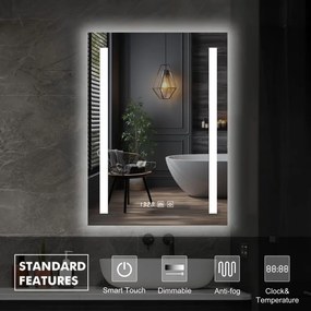 IREDA Oglindă de baie cu iluminare LED, 80 x 60 cm