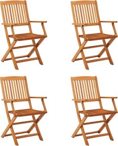 vidaXL Scaune de grădină pliabile, 4 buc., lemn masiv de eucalipt