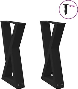 vidaXL Picioare pentru măsuță de cafea, 2 buc., negru, 38x(42-43,3) cm, oțel