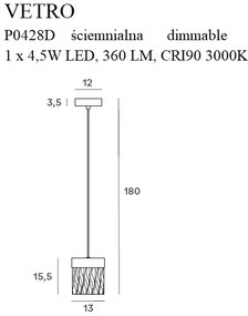 Pendul LED dimabil design modern VETRO auriu P0428D MX