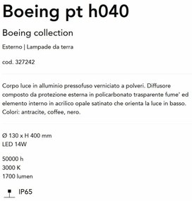 Stalp LED iluminat exterior IP65 Boeing pt H-40cm negru