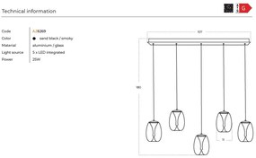 Lustra LED suspendata design modern PAMELA 5 LINE fumuriu