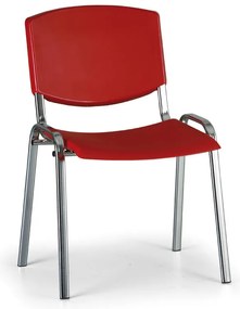 Scaun de conferinta Design - picioare cromate, rosu