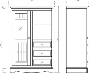 Set lemn masiv alb Living Linea 261 cm