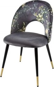 Set de 2 scaune moderne tapitate cu model floral Boutique gri