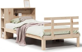 vidaXL Pat cu bibliotecă fără saltea, 100x200 cm, lemn masiv pin