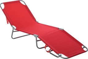 Outsunny Șezlong Pliabil cu Spătar Reglabil în 5 Poziții, Șezlong de Grădină cu Structură din Metal și Material Oxford, pentru Plajă, Piscină, Grădină, 187x55x24cm, Roșu | Aosom Romania