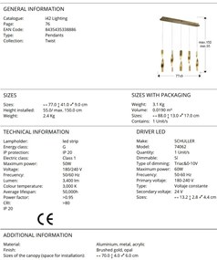 Lustra LED suspendata design modern Twist auriu
