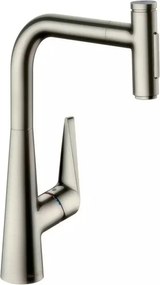 Baterie bucatarie cu dus extractibil crom periat Hansgrohe Talis M51 300 cu 2 jeturi