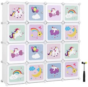 Dulap modular pentru copii ANET cu cutii colorate, depozitare practică