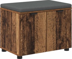 vidaXL Bancă pentru hol cu pernă cu raft Lemn vechi 60 x 38 x 46 cm