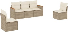 vidaXL Set canapele de grădină cu perne, 5 piese, bej, poliratan