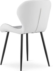 Scaun de dining MANGO din piele ecologica cu picioare negre, gri-alb