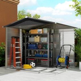 Outsunny Casa din metal, rezistent la intemperii și rugină, cu lacăt, 2,40 x 2,06 x 1,98 m, lemn | Aosom Romania