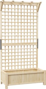 Outsunny Jardiniere înălțată cu spalier și acoperiș, ghiveci, pat de flori, rezistent la intemperii, lemn, 90 x 45 x 183 cm, lemn natural | Aosom Romania