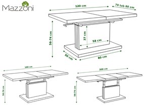 Mazzoni ASTON Nuc California - MĂSUȚĂ EXTENSIBILĂ MODERNĂ MĂSUȚĂ DE CAFEA