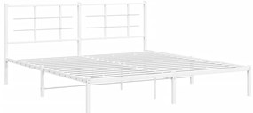 355615 vidaXL Cadru de pat metalic cu tăblie, alb, 183x213 cm