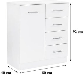 Comodă Miami cu 1 ușă și 4 sertare 80x92 cm stejar York-stejar Sonoma