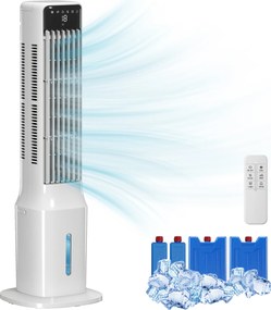 HOMCOM Climatizator evaporativ tip turn 3 în 1 cu rezervor de 9 L, oscilație 48°, 3 viteze, 3 moduri, temporizator, Alb | Aosom Romania