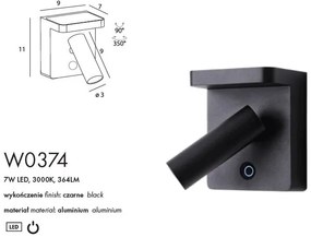 Aplica cu reader LED pentru dormitor Lofer negru