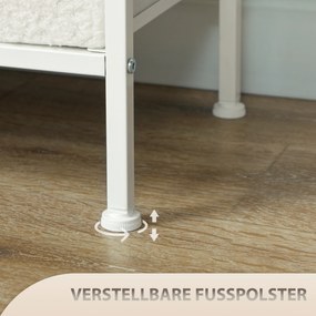 HOMCOM Comodă, dulap de depozitare cu 8 sertare din material textil, listă de prize, cadru din oțel, dulap cu sertare pentru hol, dormitor, living și birou, alb crem | Aosom Romania