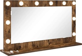 vidaXL Oglindă de toaletă cu oglindă Stejar fumuriu 80 x 45 x 18 cm