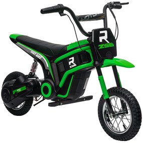 HOMCOM Motocicletă Electrică pentru Copii 8-12 Ani cu Accelerație Manuală și 2 Viteze, 119x64x76,5 cm, Verde | Aosom Romania