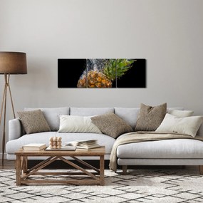 Tablou cu anans în apă (cu ceas) (90x30 cm)