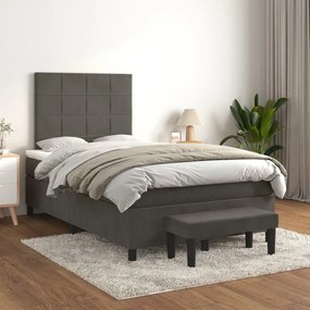 3137834 vidaXL Pat box spring cu saltea, gri închis, 120x200 cm, catifea