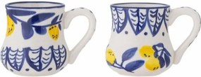 Set 2 cești espresso din ceramică pictate manual, design mediteranean, 6x6.5 cm, „Maxima"