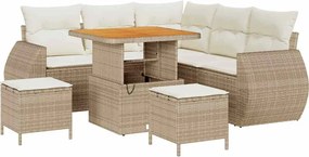 vidaXL Set de canapele pentru grădină 8 pcs Bej și crem poliratan