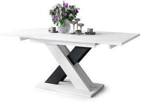 Mazzoni KARO Alb Mat/Negru Mat – MASĂ/MĂSUȚĂ DE CAFEA MODERNĂ CU BLAT EXTENSIBIL până la 180 cm