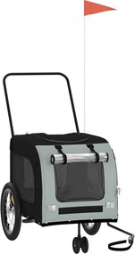vidaXL Remorcă bicicletă animale companie gri/negru textil oxford/fier