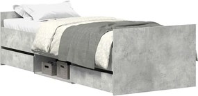 vidaXL Cadru de pat cu tăblie la cap/picioare, gri beton, 90x200 cm